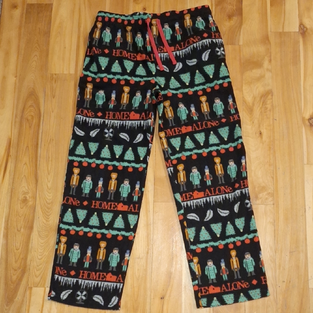 Home Alone Fleece Cozy Loungewear Pajama Pants Mens Size Large Black Multi